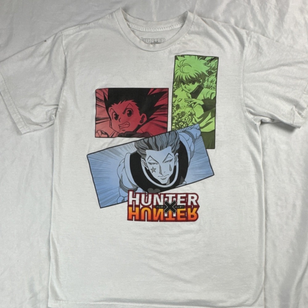 Hunter x Hunter Mens Size M Graphic Print Cotton T-Shirt White Crew Neck